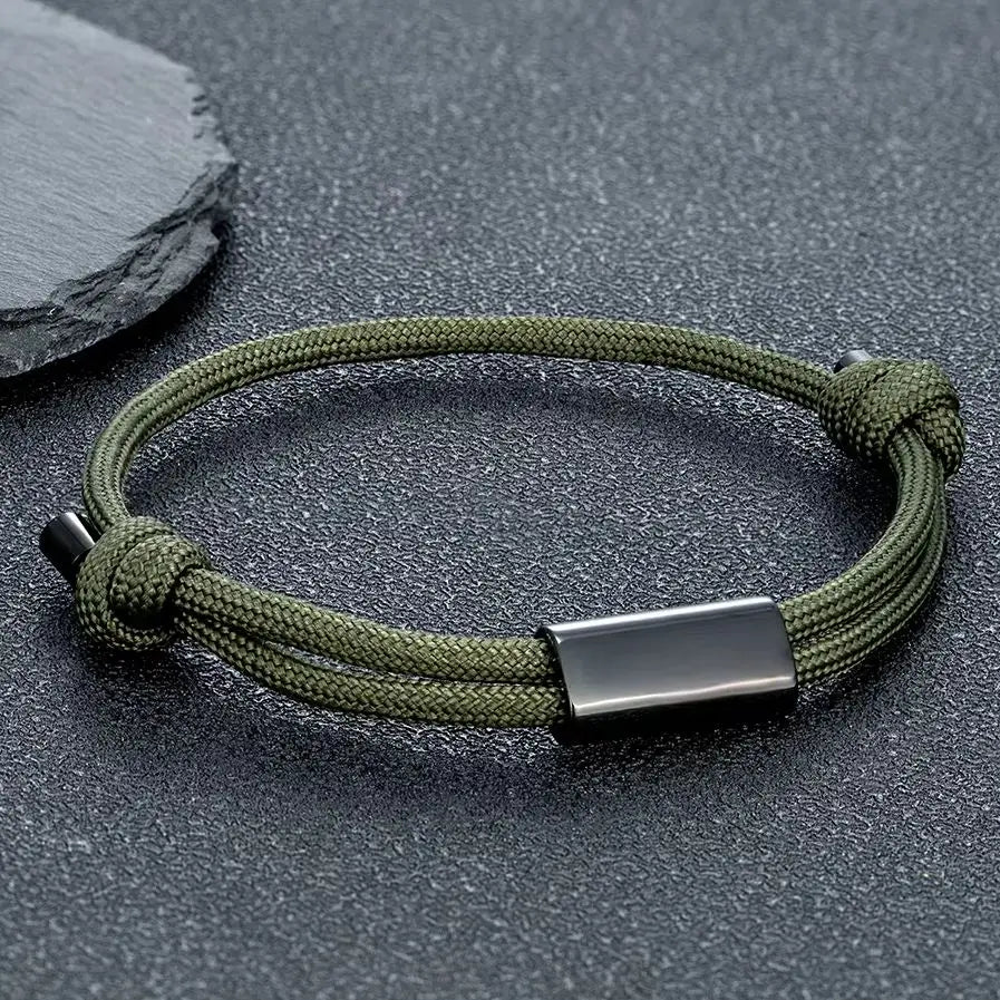 MKENDN Custom Engraving Bracelet Personalized Friendship Jewelry Handmade Sailing Rope Bracelet Couple Bracelet Matching Gifts