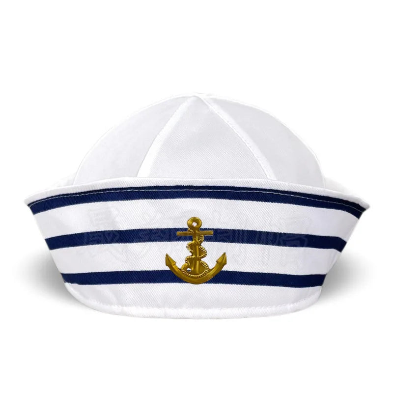4pcs Cosplay Sailor Hat Scarf Tie Holiday Party Makeup Clothing Accessories Cosplay Adjustable Velcro Captain Navy Hat Set