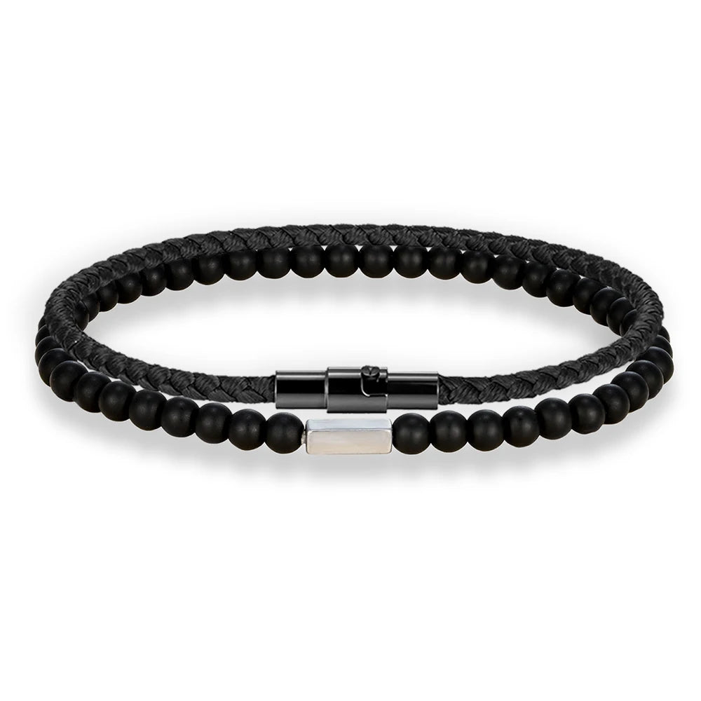 MKENDN 2PCS/Set Lucky Rope Bracelet Men Women Natural Stone Blood Circulation Stimulate Enthusiasm Health Care Couple Jewelry