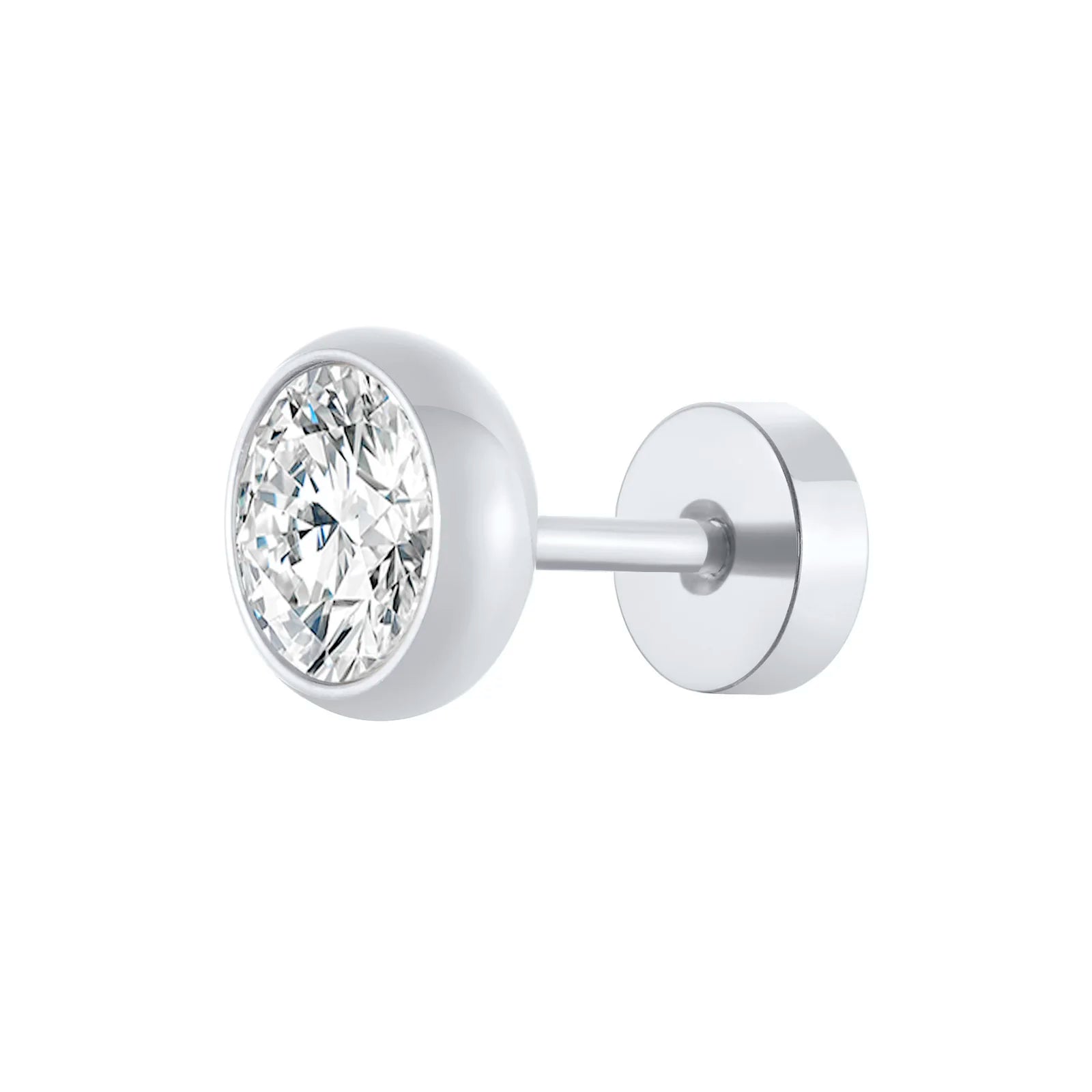 Vnox Multi-faced Cut Zircon Stone Earrings for Men Boys, Screw Back Stud Barbell Shaped Earrings,Black Stainless Steel Jewelry