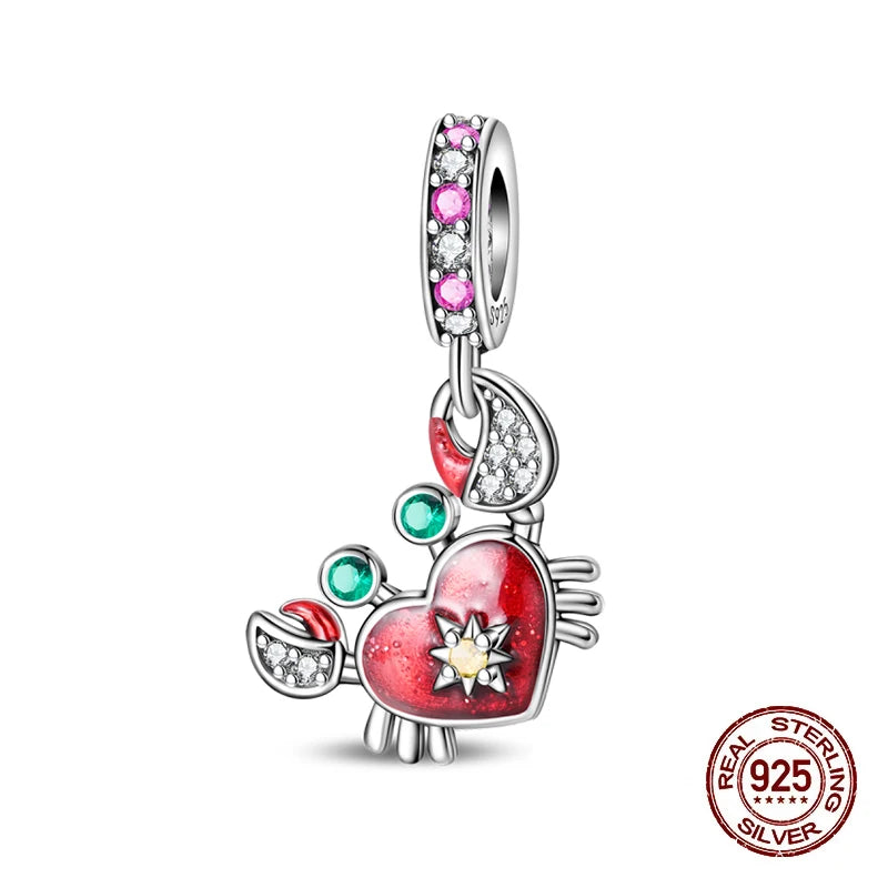 Summer 925 Sterling Silver Luminous Ocean Pendants Crab Whale Shark Charms Beads Fit 925 Original Bracelet Fine DIY Jewelry Gift