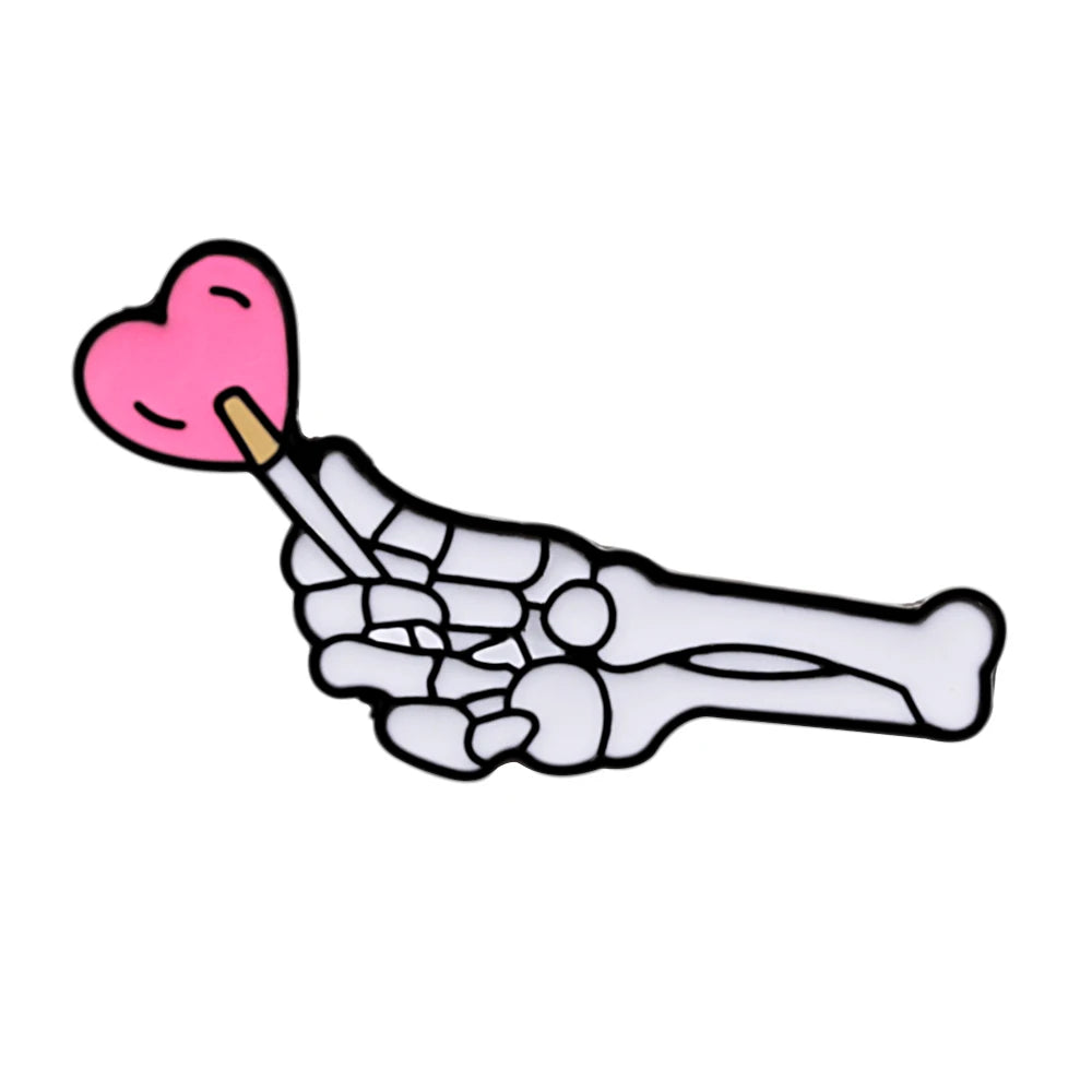 More Styles Halloween Day Punk Skeleton Enamel Pin Women Men Rose Flower Skull Brooches Metal Jean Coat Lapel Pin Badge Jewelry