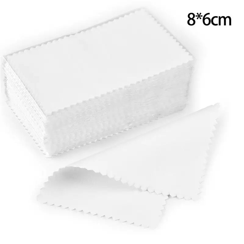 10*6.5cm/8*8cm 50pcs Silver Clean Polishing Cloth Soft Clean Wipe Wiping Cloth For Necklaces Rings Jewelry Clean Tool