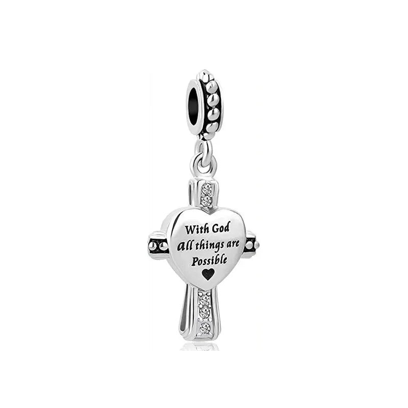 Fine religion series 925 Silver Jesus Bible Diy Bead cross Pendant Fit Original Bracelet Trinket Jewelry Figure Buddha Charm