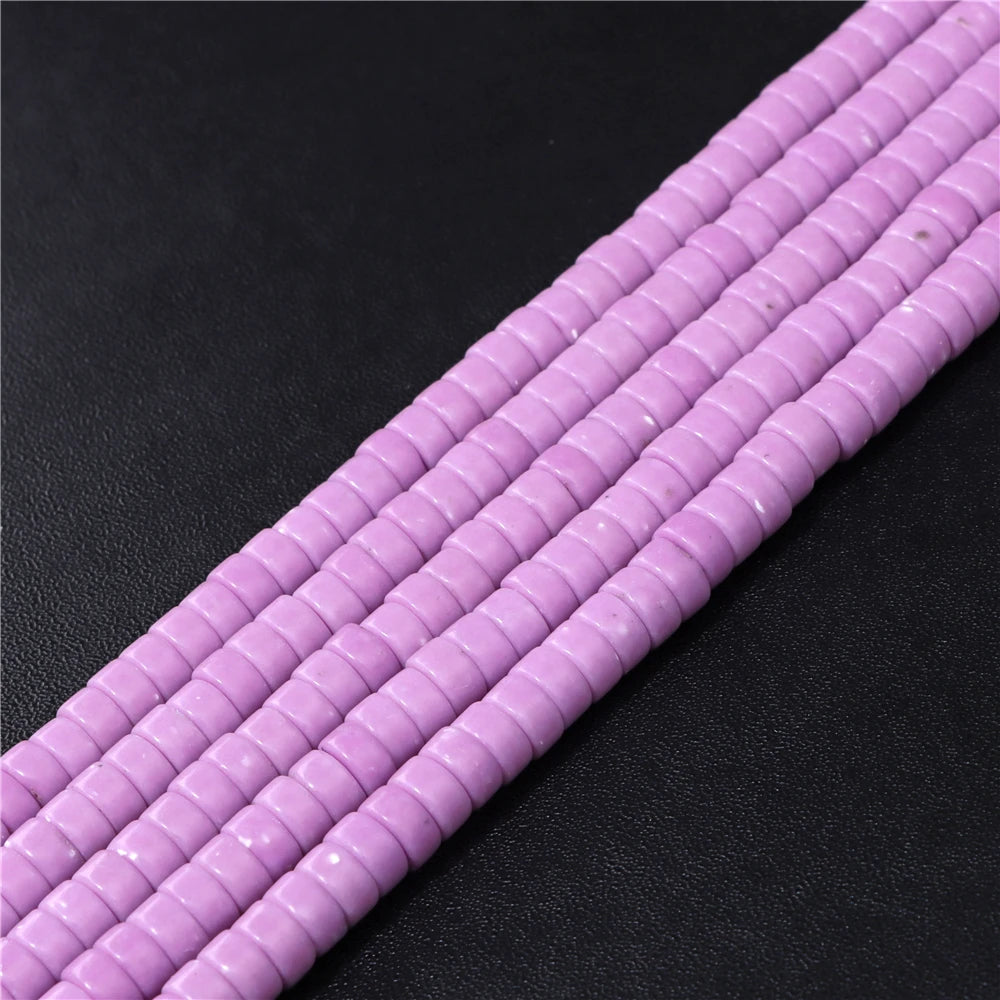 6x3mm Natural Sea Sediment Turquoises Amethysts Jaspers Stone Cylinder Flat Spacer Disk Bead For Jewelry Making DIY Accessories