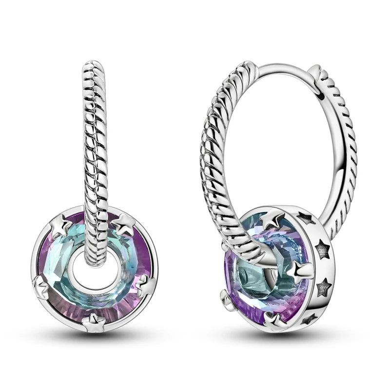 2024 neue 925 Sterling Silber Hoop Ohrringe Blumen Zirkon Ohrringe Stud Für Frau Feine Geburtstag Hochzeit Partei Schmuck Geschenke