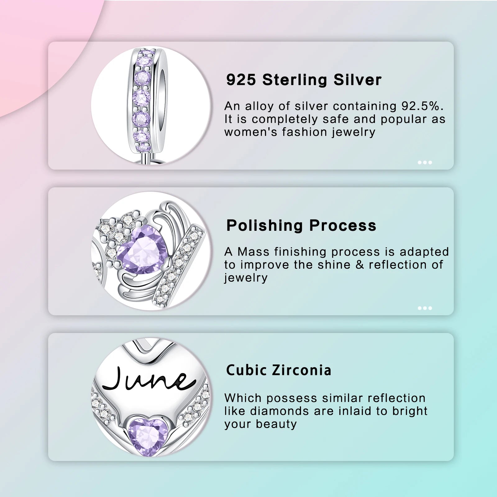 2024 neue 925 Sterling Silber Geburtstag Stein Liebe Zirkon Anhänger Perle Fit Original Pandora Charms Armband Frauen Schmuck DIY Geschenk