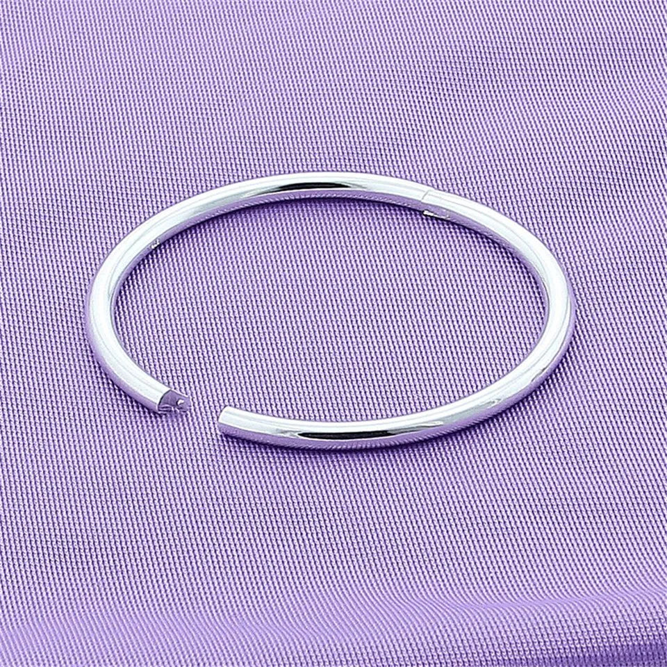 DOTEFFIL 925 Sterling Silver Solid Smooth Opening Bangles Bracelet For Woman Wedding Engagement Party Jewelry