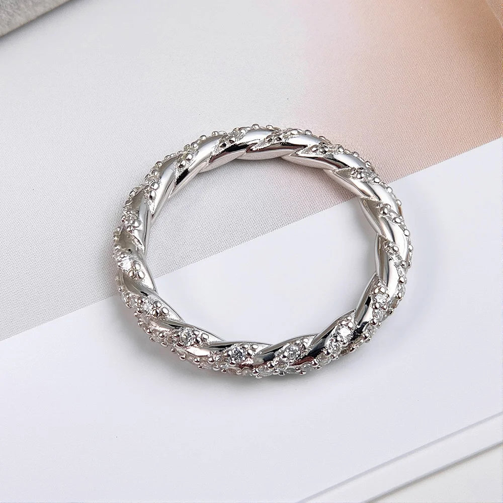 Serenity D Color Moissanite Row Rings for Women Gift 100% S925 Sterling Silver Plated 18K Sparkling Eternity Rings Fine Jewelry - Madeinsea©