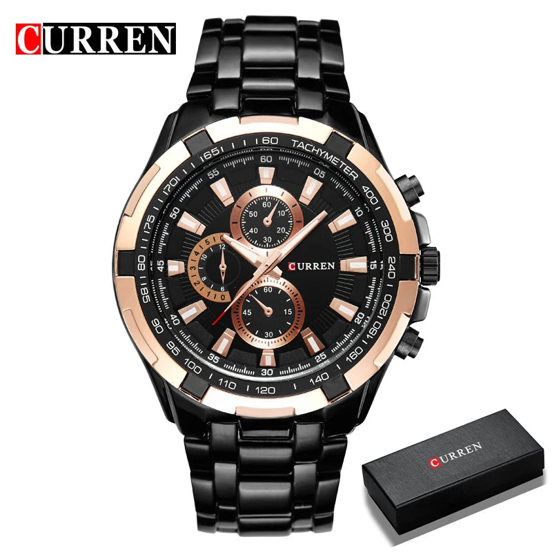 CURREN 2018 New Luxury Fashion Analog Military Sports Men Watches Full Steel Band Black Quartz Male Clock Relogio Masculino