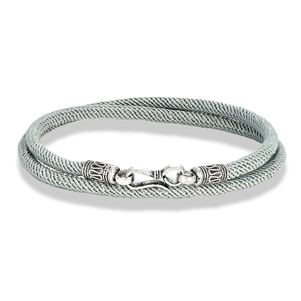 MKENDN Real S925 Sterling Silver Double Layer Rope Charm Bracelet For Women Classic Couple Fine Jewelry Minimalist Accessorie