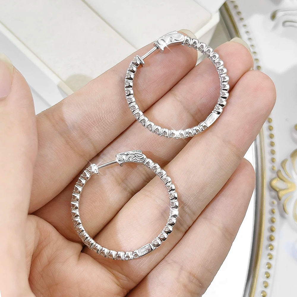 Serenity 2mm D Color Moissanite Hoop Earrings For Women Gift S925 Sterling Silver Sparkling Lab Diamond Earrings Bridal Jewelry