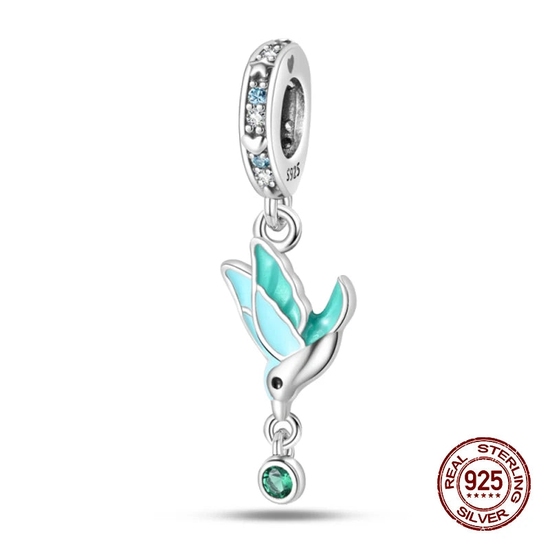 100% 925 Sterling Silver Dragonfly Butterfly Luminous Insect Charms Beads Fit 3mm 925 Original Bracelets DIY Party Jewelry