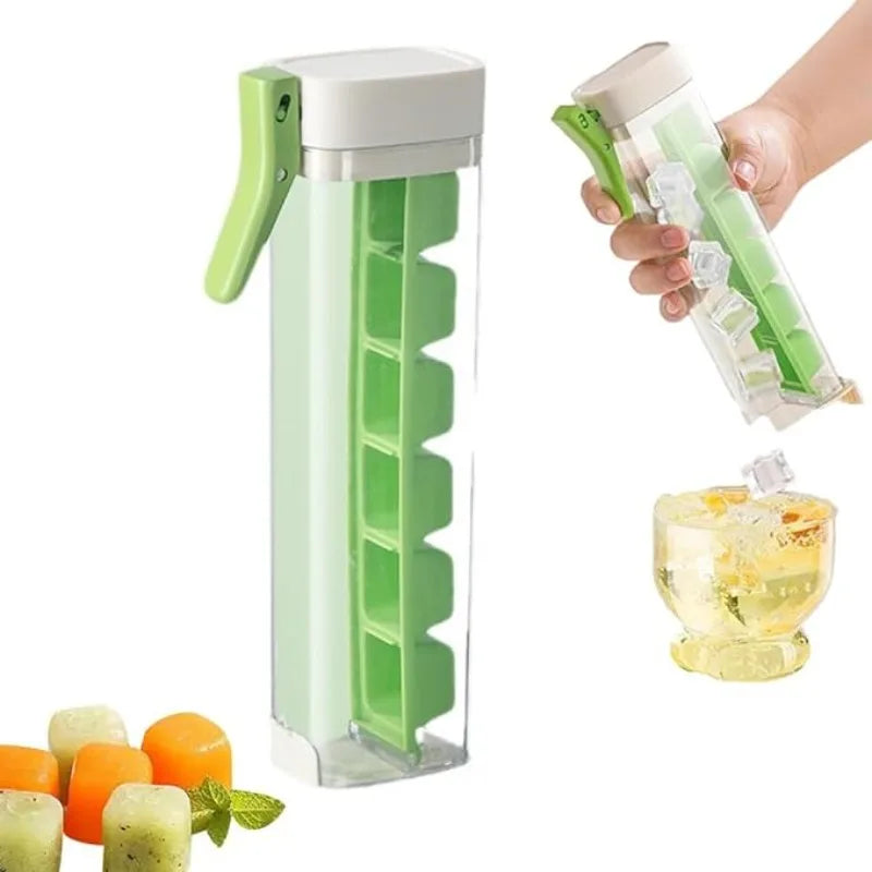 Ice Cube Mold and Trays Food-grade Ice Tray with Lid One Handed Deicing Pressing Ice Lattice Mold Spillproof Ice Cube Tray Maker