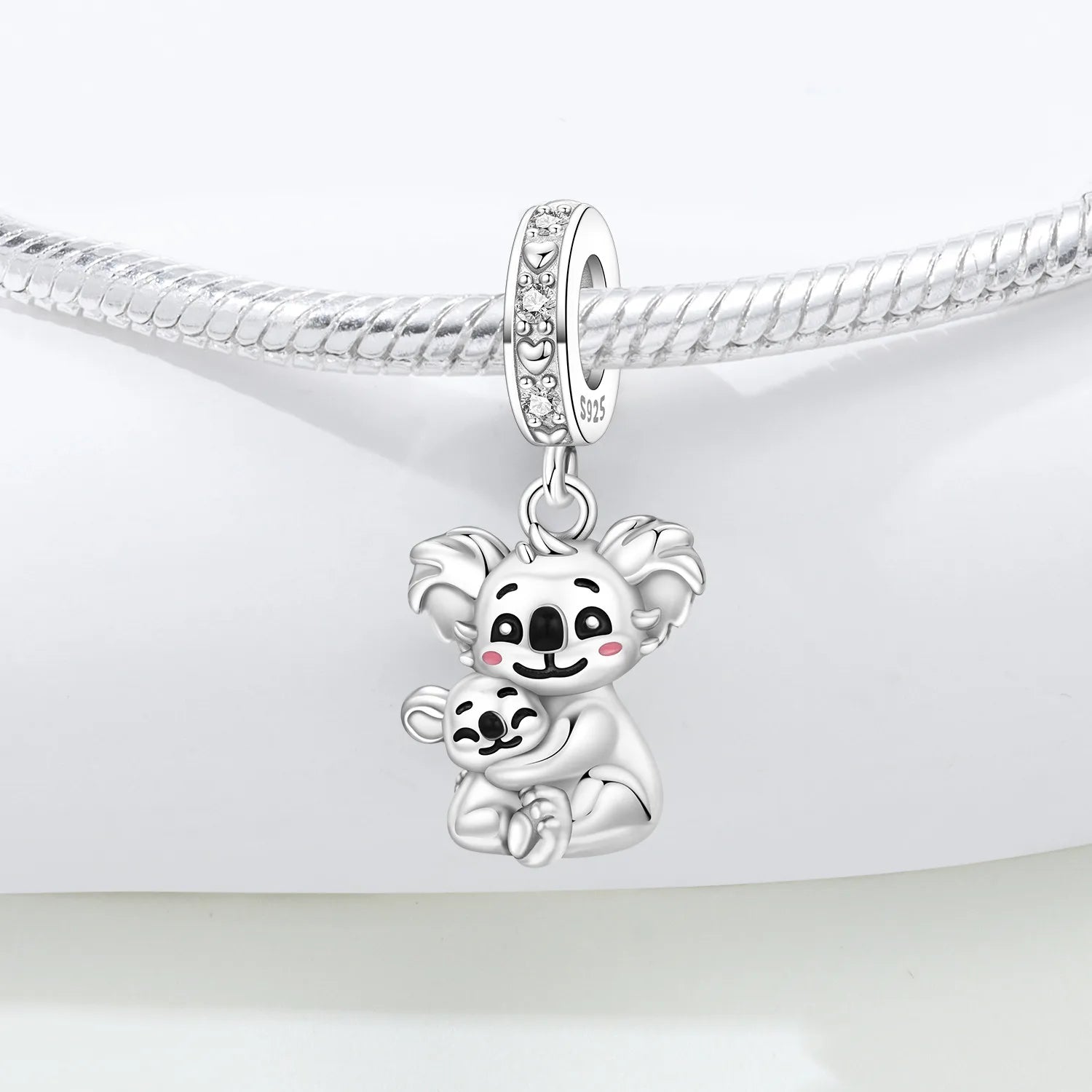 PANPOKI 925 Sterling Silver Koala Mother Child Animal Beads Original Pendants Bracelet Charm Jewelry Party DIY Trendy Gifts