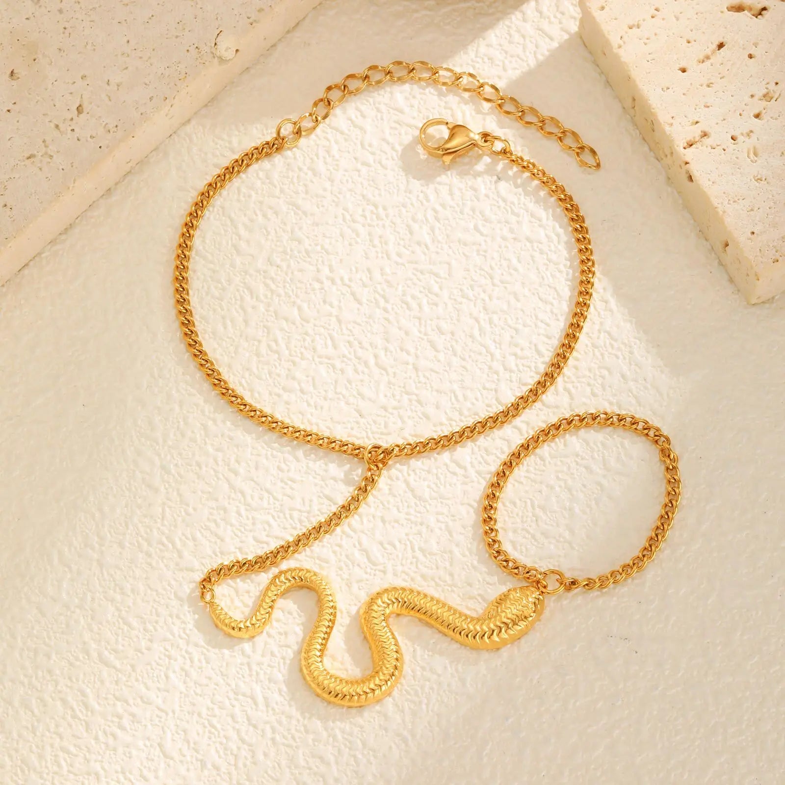 Bracelet Vnox en forme de serpent pour femme, ensemble bracelet et boucles d'oreilles tendance en acier inoxydable, bijou à breloques style gothique exagéré