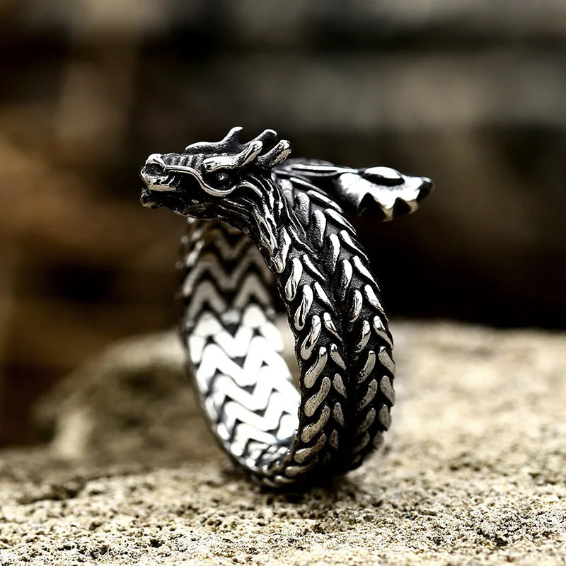 Beier New Fashion Domineering retro Cool Big Head Stainless Steel Animal Personality Huge Dragon Animal Ring BR8-890