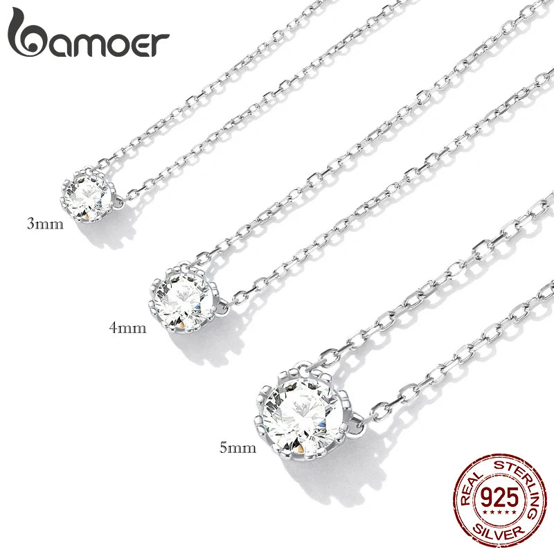 BAMOER Wunderschöne glänzende Choker-Halskette aus 925er Sterlingsilber mit geometrischem Schliff und funkelndem Zirkonia-Anhänger, Hochzeitsschmuck, 45,6 cm