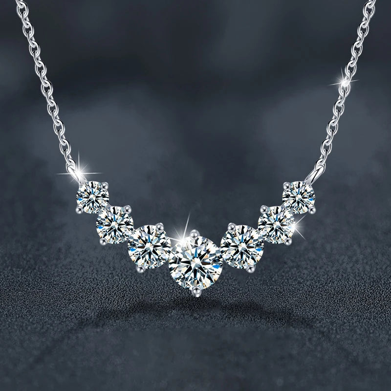 Collier U-Smile en moissanite D VVS1 pour femme, diamant de laboratoire scintillant couleur D, collier de luxe en argent sterling 925 certifié GRA