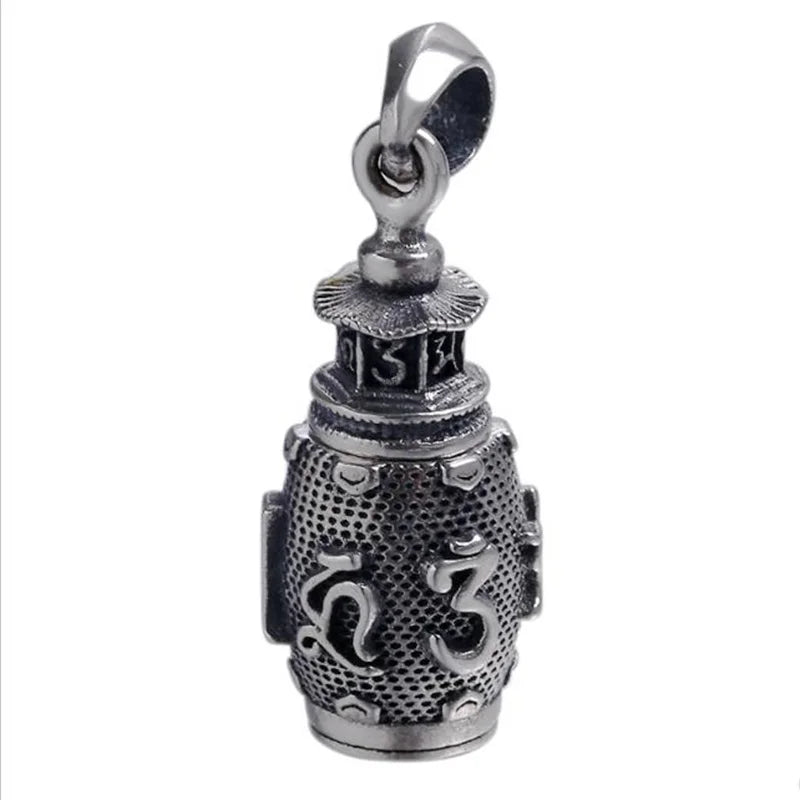 Collier en argent sterling S925 avec pendentif en relief du mantra Shurangama pour homme et femme, style rétro, boîte ouvrable, accessoires, cadeau