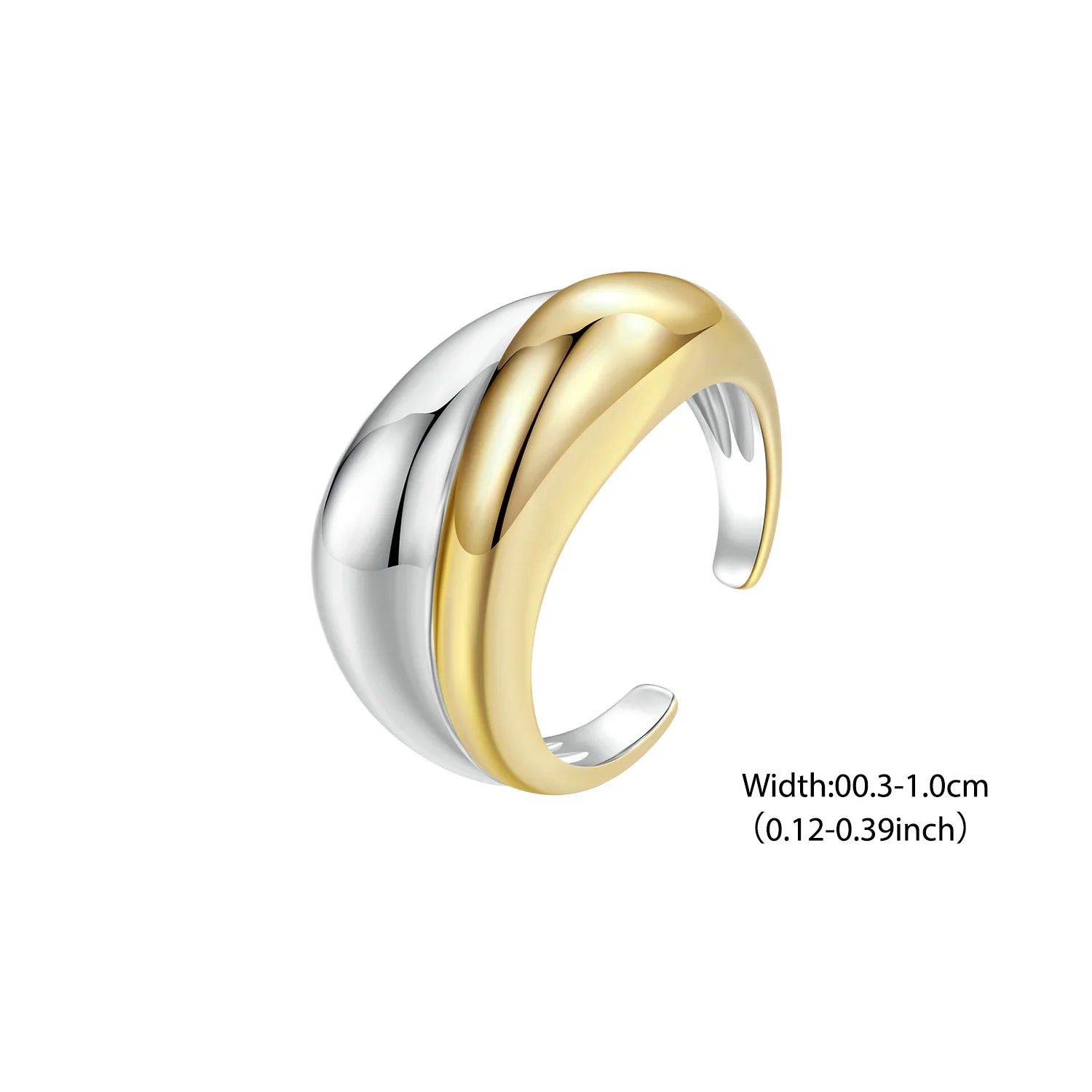 BAMOER Statement-Ring in zwei Kupfertönen, klobiger, 18 Karat vergoldeter Ring – ein originelles Schmuckstück für Punk-Girls, minimalistisch und ausdrucksstark.