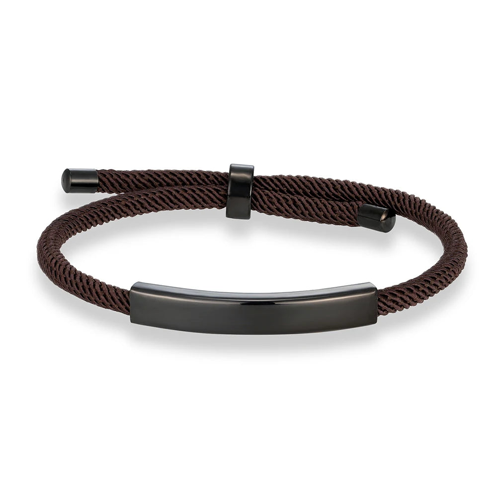 MKENDN Punk Custom Name Engrave Logo Id Bracelets Trendy Stainless Steal Rope Thread Bracelet Men Women Friendship Jewelry Gifts - Madeinsea©