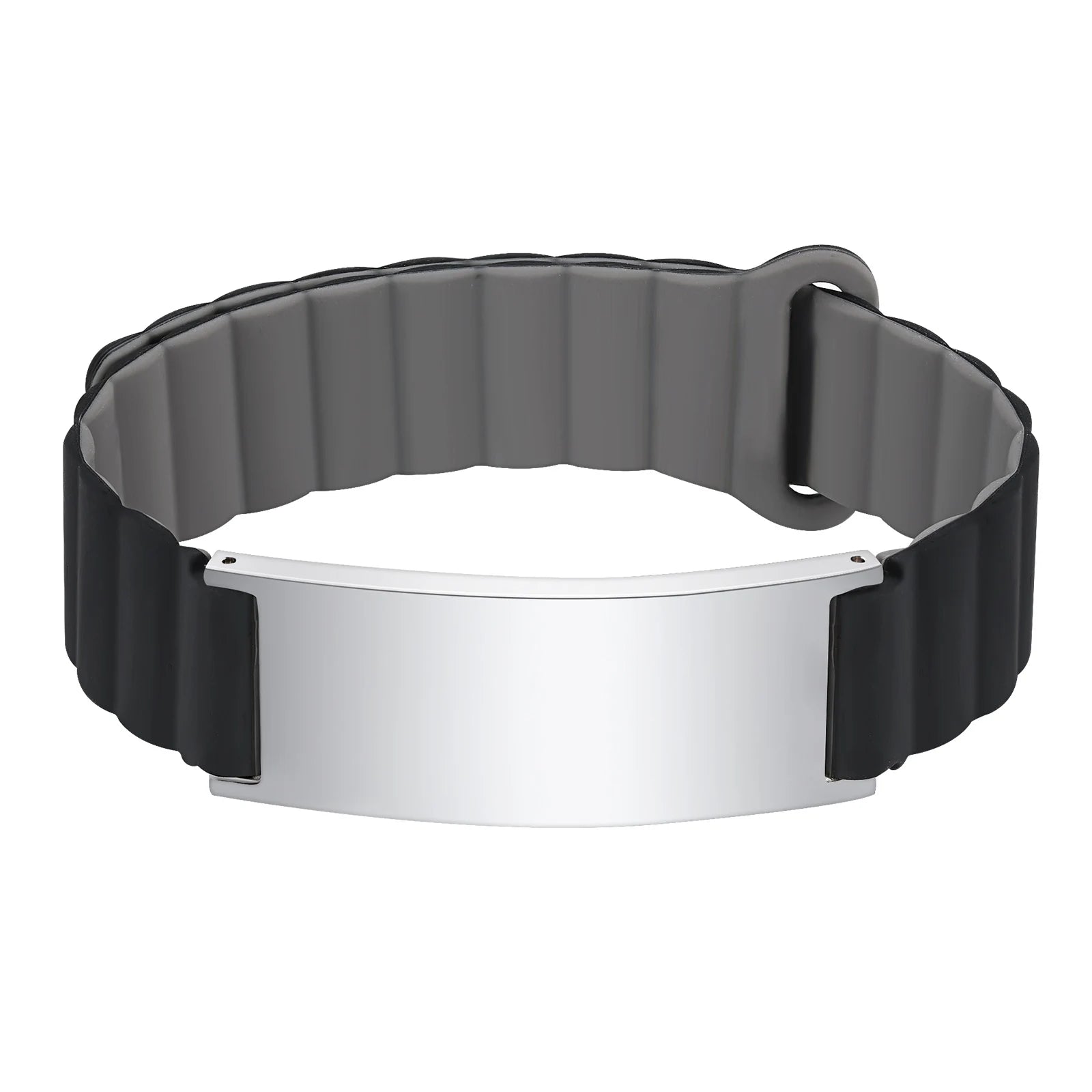 Vnox Soft Comfortable Band Bracelet Gift for Men Dad,Free Custom Steel Bangle, Adjustable Waterproof Magnet Silicone Wristband