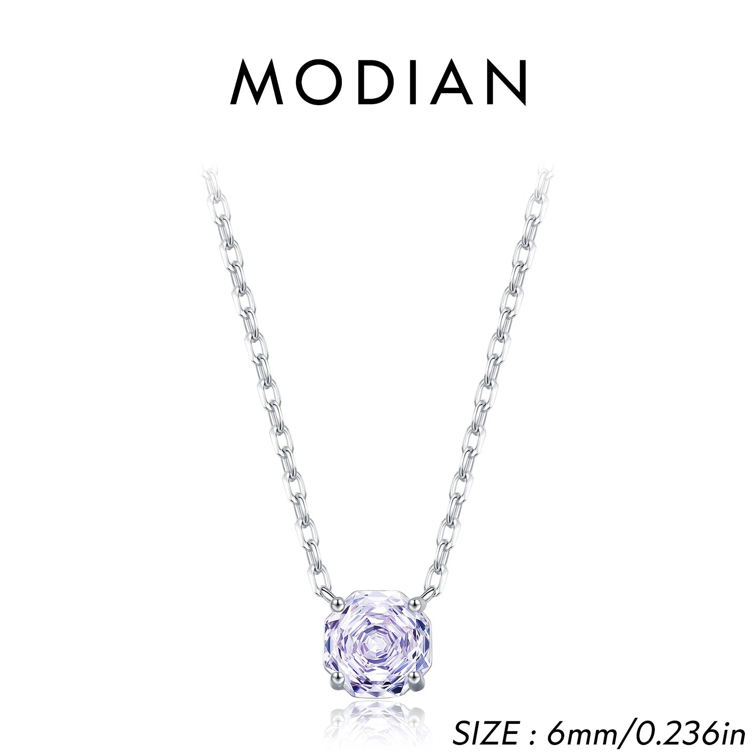MODIAN Original Design Necklace 925 Sterling Silver Lavender Color Rose Cut CZ Pendant Necklace For Women Fine Jewelry