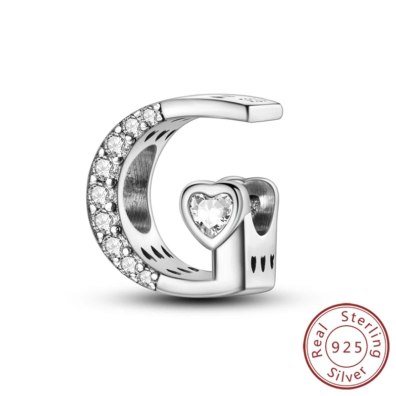 New 925 Sterling Silver Charm Beads 26 Letter Alphabet A-Z Charm Fit Original Charms Bracelet DIY Birthday Jewelry Gift Making
