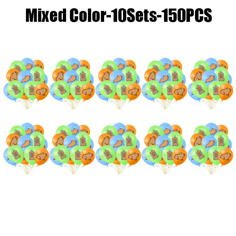 15PCS/1Set Capybara Party Latex Balloons for Children Cute Capybara-themed Birthday Animal Party Decorations Shower Supplies