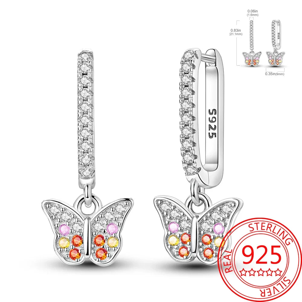 Ear Ring Series 925 Sterling Silver Star Moon Unicorn Tulip Flower Butterfly Bee Geometry Earrings Ladies Pairing with Jewelry