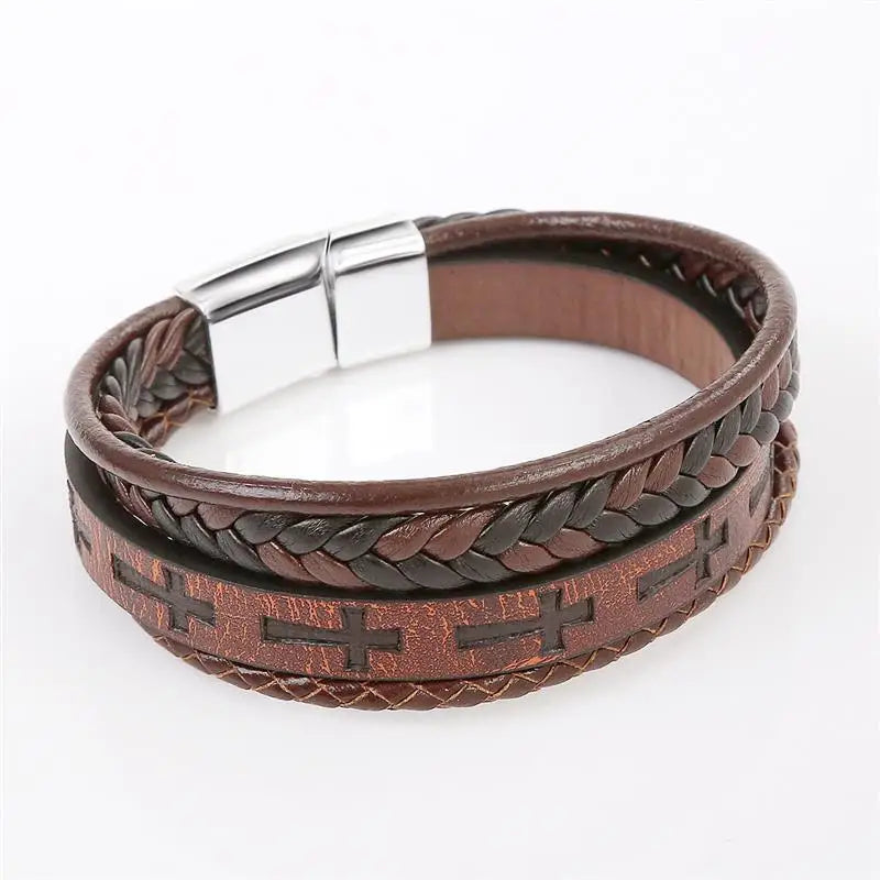 Fashionable Leather Bracelet For Men Vintage Handwoven Hip-Hop Punk Bracelets Hand Jewelry Gifts Dropshipping Wholesale