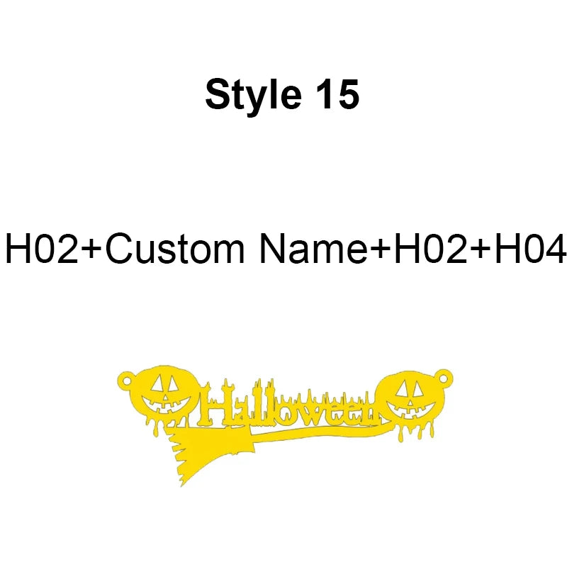 Collier personnalisé avec nom d'Halloween Nextvance en acier inoxydable, pendentif personnalisé avec araignée, chauve-souris, citrouille, balai, festival, bijoux cadeaux