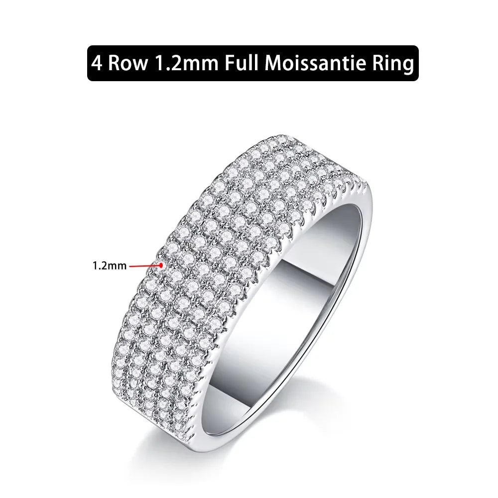Serenity 5 Row D Color Moissanite Rings Women Gift 100% S925 Sterling Silver Plated 18K Lab Diamond Eternity Rings Fine Jewelry - Madeinsea©