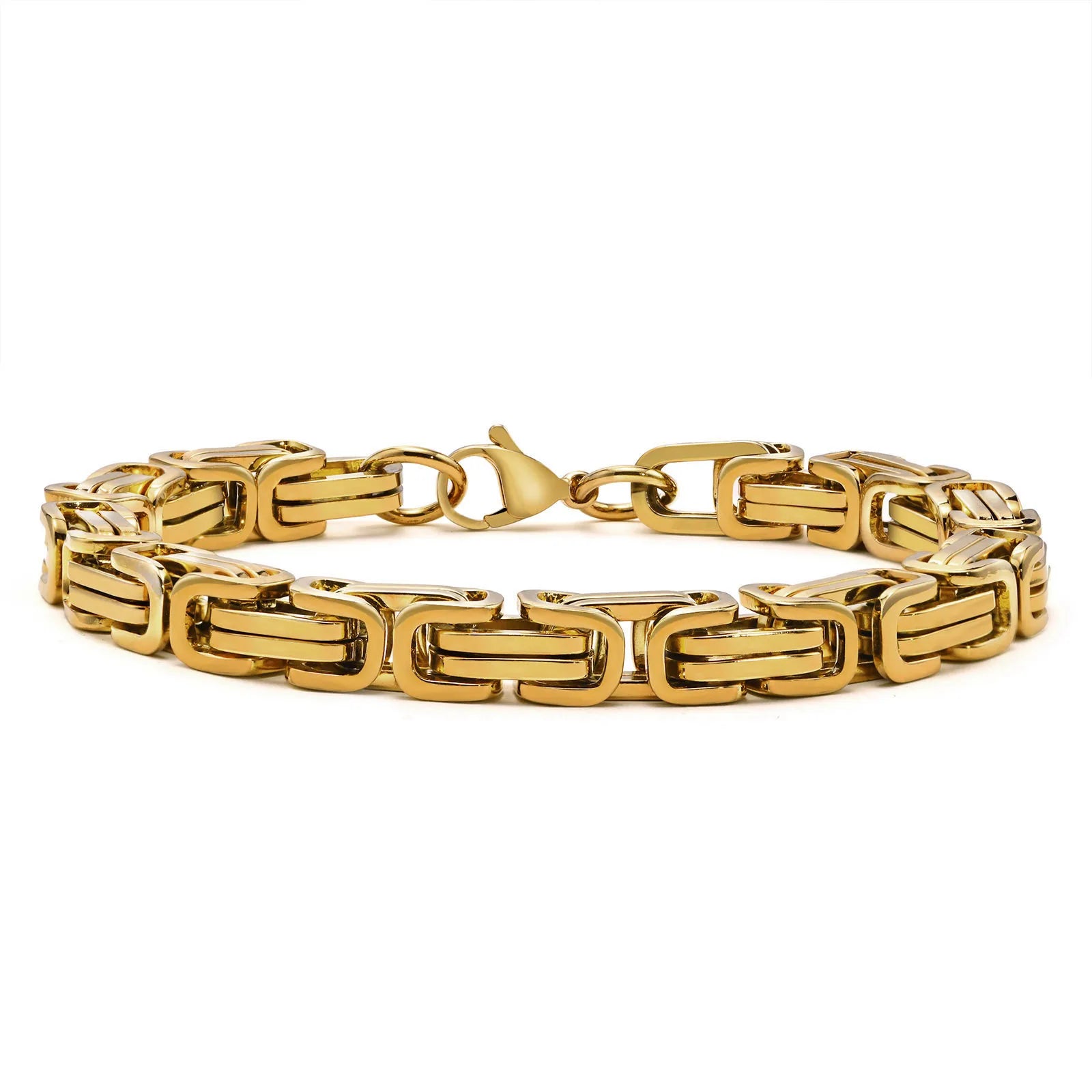 Vnox Stylish Byzantine Chain Bracelet for Men Women Boys, Waterproof Stainless Steel Link Wristband, 4/5/6/6.5/8mm Wide - Madeinsea©