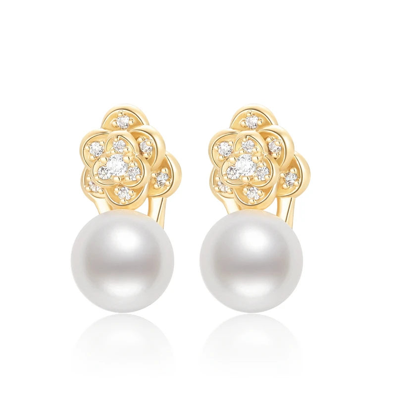 OXTAO Trendy Freshwater Pearl Stud Earrings Daily Wear Jewelry Valentine's Day Girlfriend Birthday Wedding Anniversary Gift