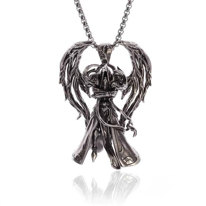 Gothic Vintage Reaper\\\\'s Scythe Necklace Life Ghost Devil Pendant Men\\\\'s Personality Halloween Trend Charm Jewelry Gift