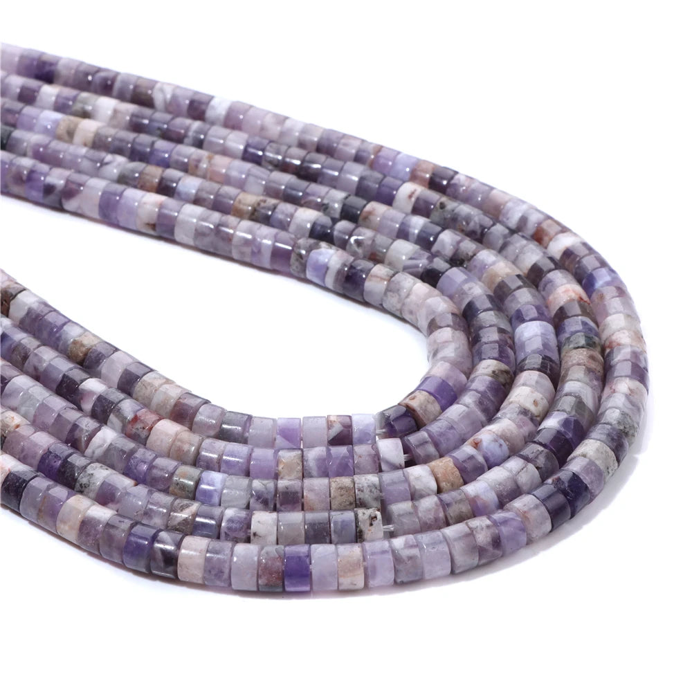 Natural Flat Round Disc Beads 6x3mm Sea Sediment Amethysts Rondelle Spacer Stone Bead For Jewelry Making DIY Bracelet Earrings