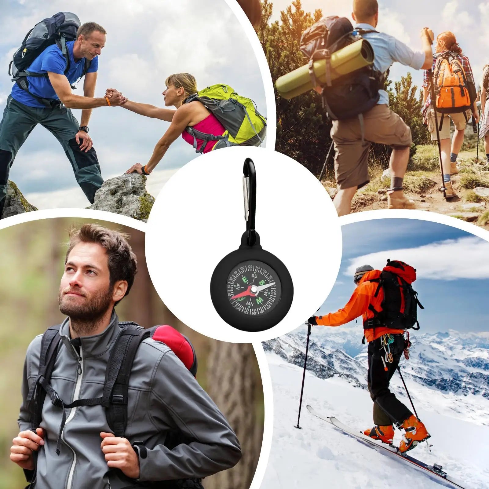 Waterproof Hiking Compass Portable Compact Navigation Survival Camping Orienteering for Mountaineering Boating Outdoor