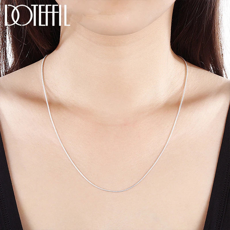 DOTEFFIL 925 Sterling Silver 5/10pcs/Lot 16/18/20/22/24/26/28/30 Inch 1.2mm Snake Chain Necklace For Woman Man Fashion Jewelry - Madeinsea©