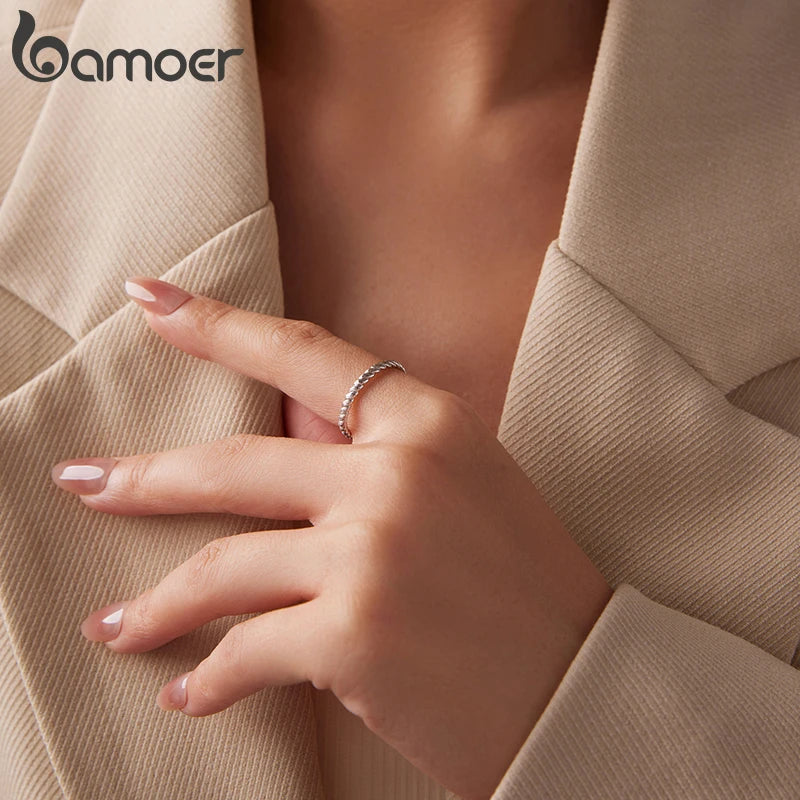 Bamoer 925 Sterling Silber Gedrehter, geflochtener offener Ring Trendiger Stapelbarer Kreuzring für Damen und Teenager Minimalistisches Alltagsgeschenk 2,2 mm