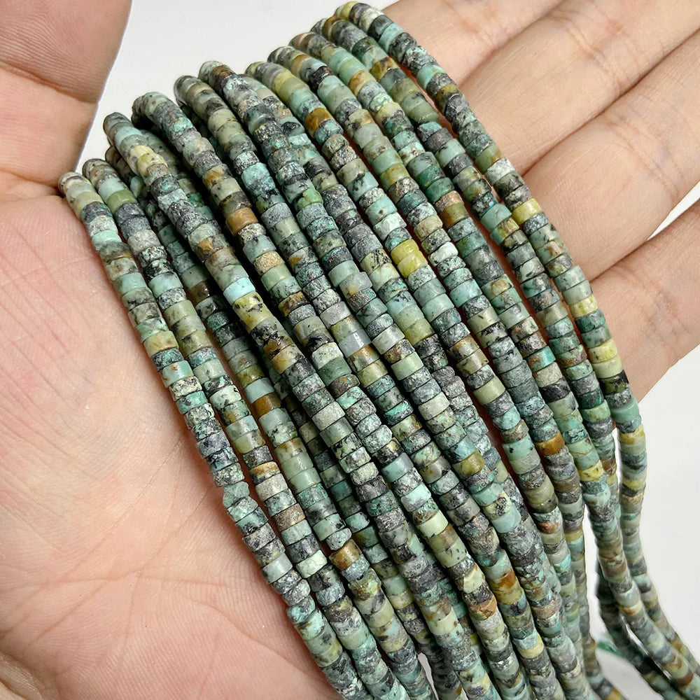 Green Natural Flat Disc Round Stone Bead 4x2mm Jade Aventurine Jasper Heishi Beads For Jewelry Making Bracelet Necklace Handmade