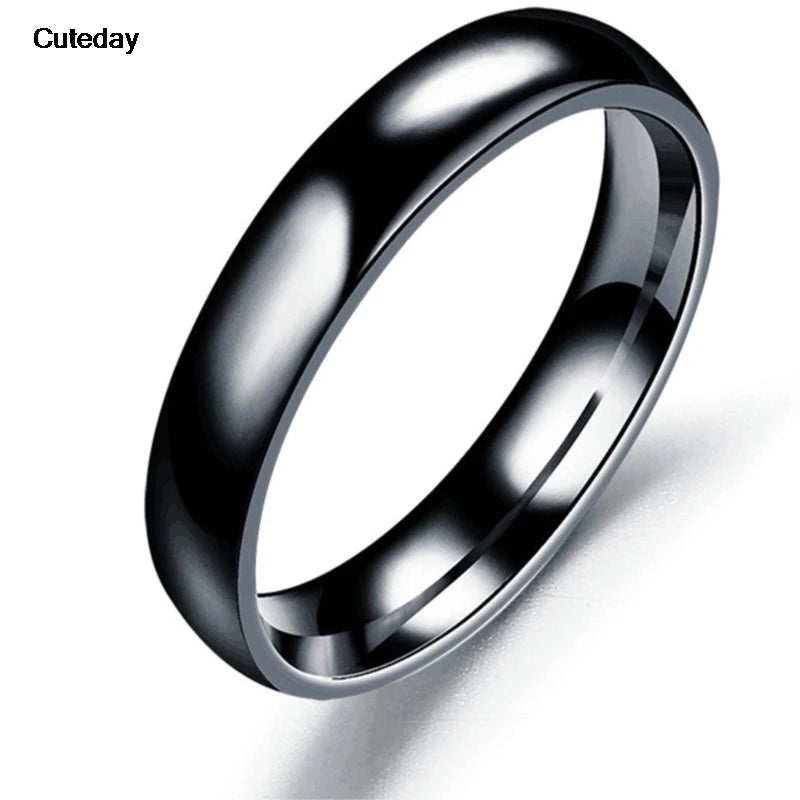Simple 4mm 6mm Titanium Ring Women Men Prevent Allergy High Polished Wedding Rings Stainless Steel Couple Finger Jewelry Gifts
