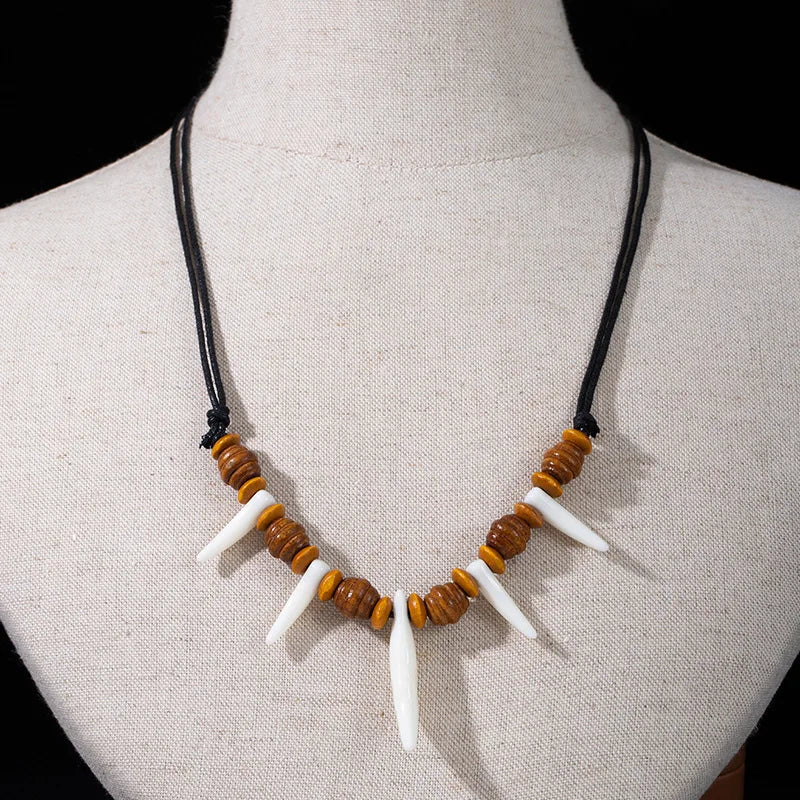 Fashion Retro Imitation Shark Tooth Pendant Necklace Men Women Ethnic Style Bohemian Necklaces Party Gift Jewelry Accessories