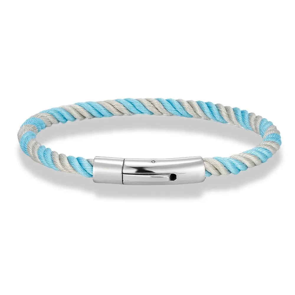 MKENDN Minimalist Braided Rope Bracelet Stainless Steel Snap Fastener Lucky Surfing Thread Bracelet Gift for Men Women Couple