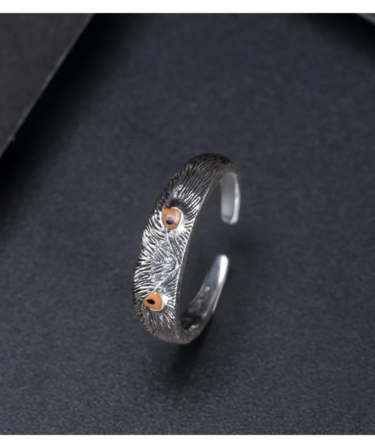 MKENDN Vintage Punk 925 Sterling Silver Owl Adjustable Ring For Men Women Gothic Trendy Street Hip Hop Dark Jewelry