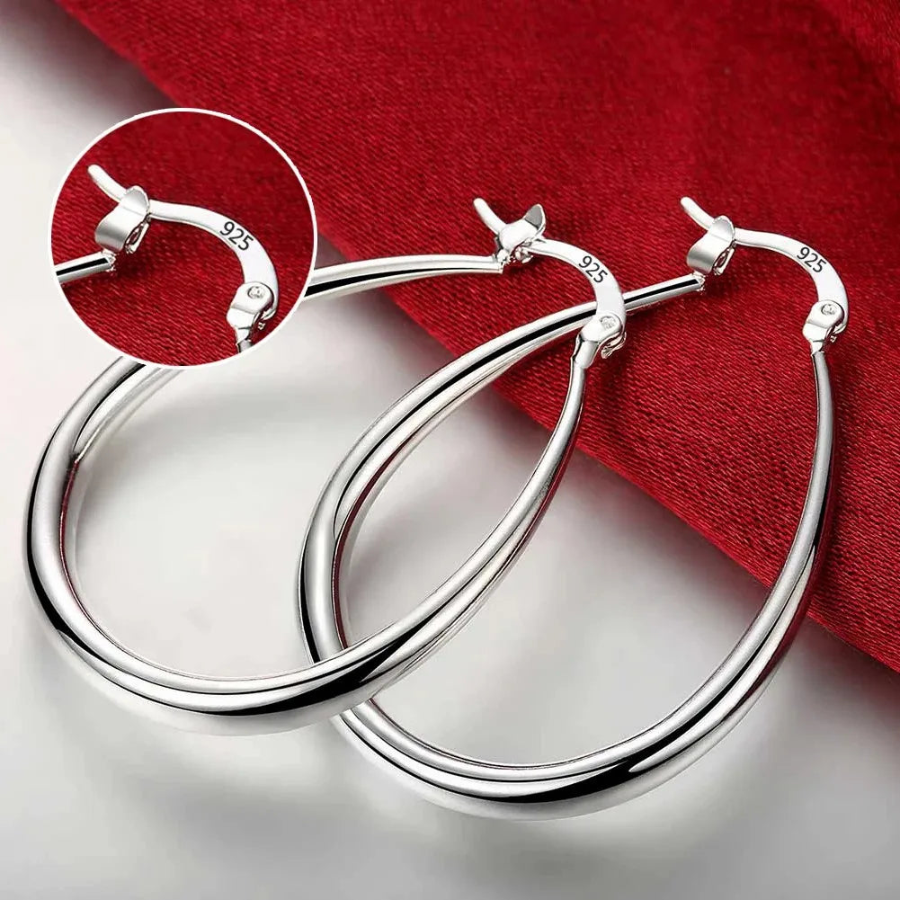 Top Quality 925 Sterling Silver Earrings Simple Round Circle Hoop Earrings For Woman Fashion Wedding Engagement Charm Jewelry - Madeinsea©