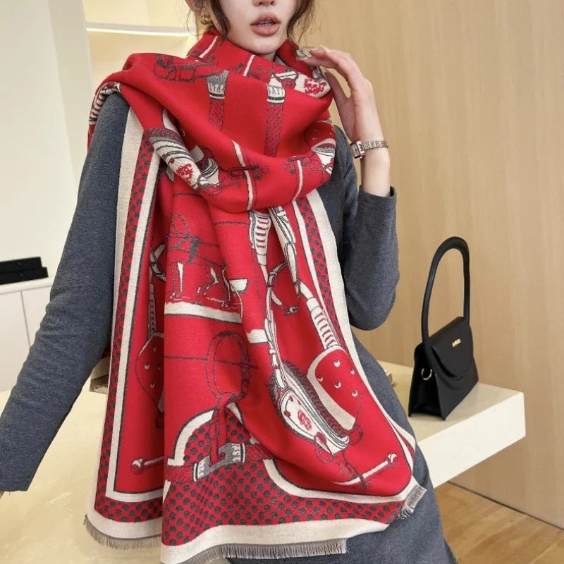 Print Cashmere Scarf Women Thick Warm Winter Blanket Brand Female Luxury Quality Shawl Wrap Bufanda 2025 Poncho Echarpe Pashmina