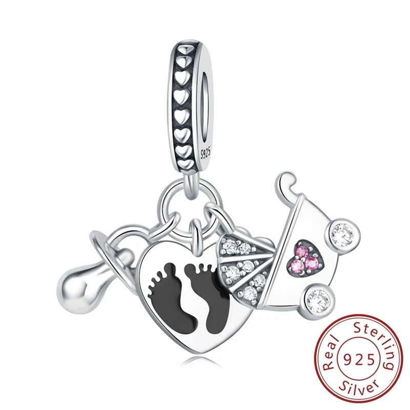 100% Real 925 Sterling Silver Charms Beads Stars Moon Pendant Fit Original Charms Bracelets Bangle DIY Jewelry Gifts