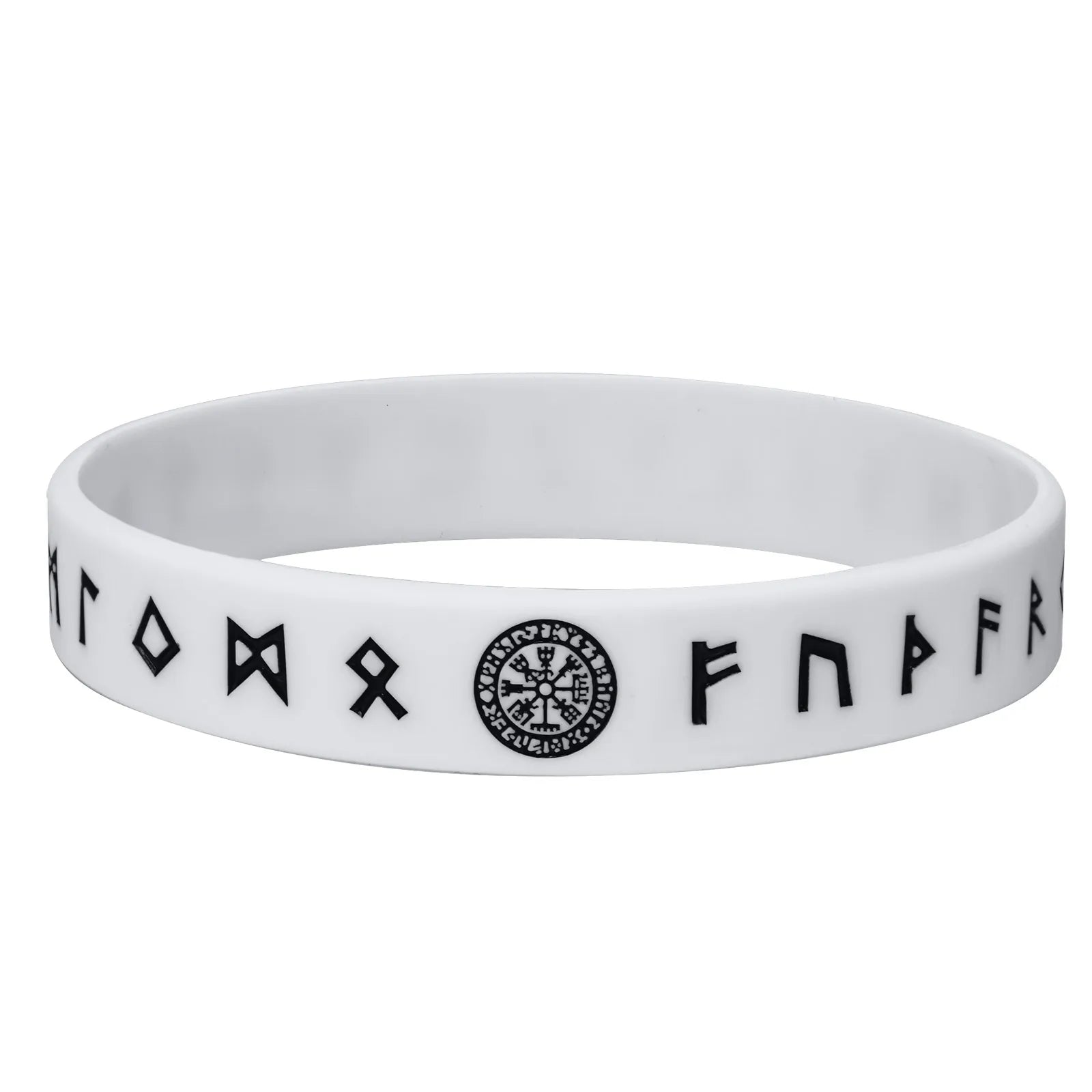 Vnox 12mm Silicone Bracelet for Men, Soft Rubber Silicone Wristband, Nordic Viking Compass Rune Almut Bangle Set